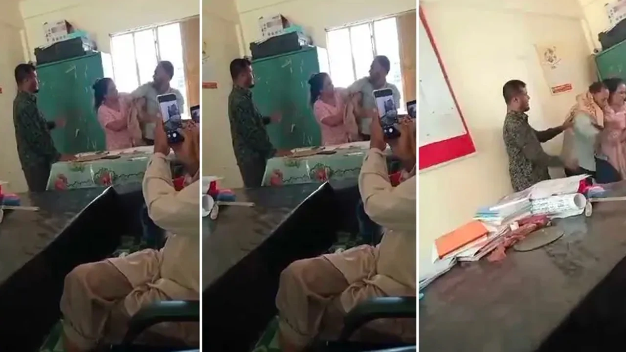 স্কুলে নারী শিক্ষকের সঙ্গে প্রধান শিক্ষকের মারামারি, ভিডিও ভাইরাল