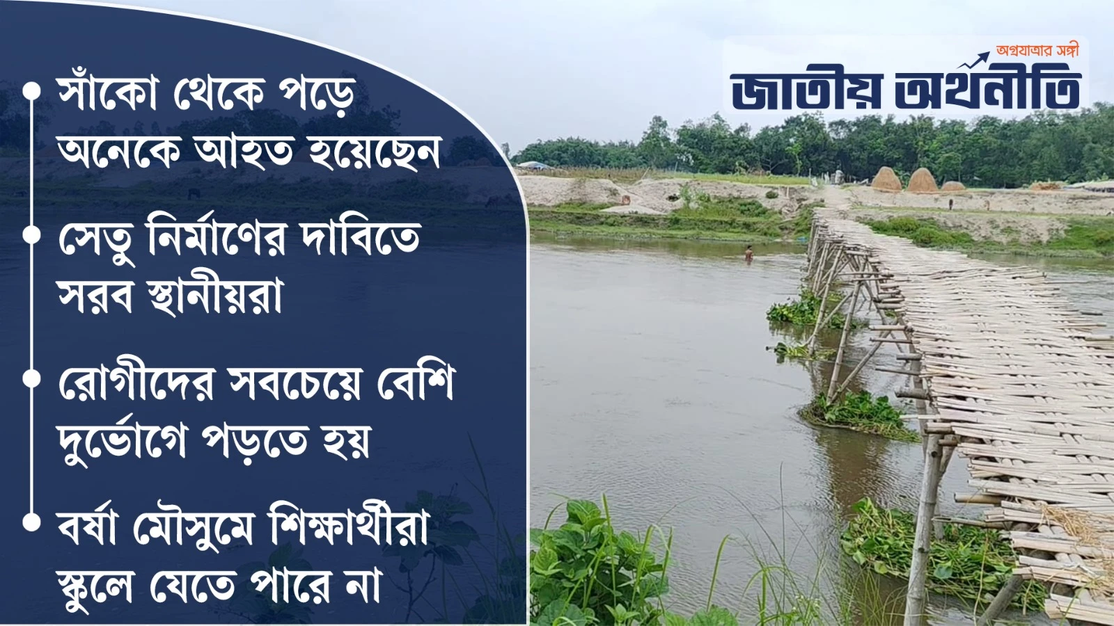 লাখো মানুুষের যাতায়াতের একমাত্র ভরসা ঝুঁকিপূর্ণ বাঁশের সাঁকো