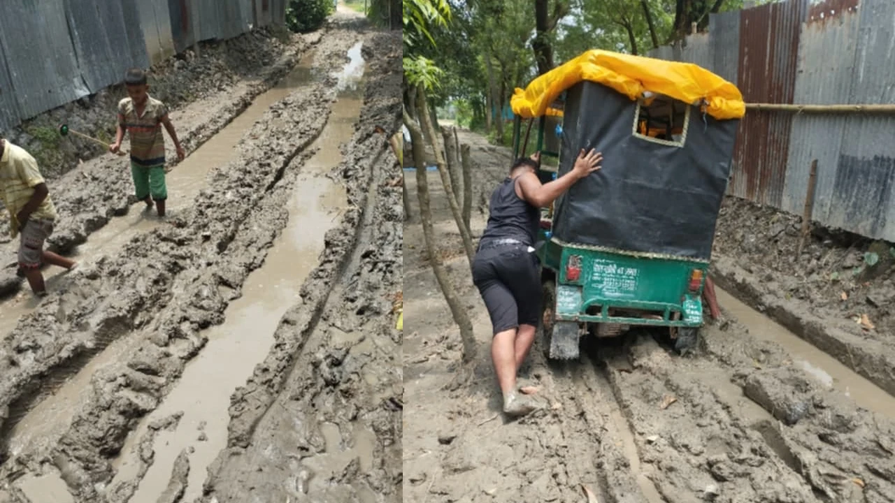 রাউতি টেকবাড়ী কাঁচা সড়ক সংস্কারের দাবি, দুর্ভোগে স্থানীয়রা