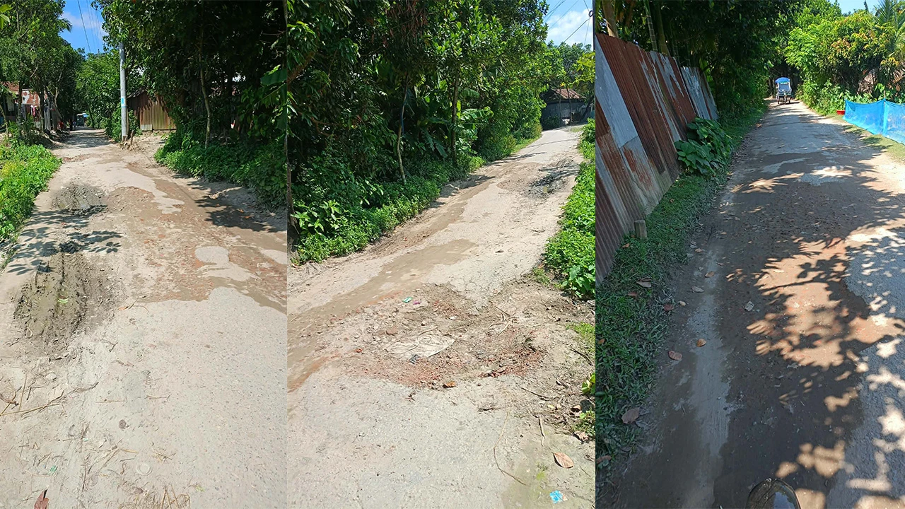 তাড়াইলে খানাখন্দে ভরা সড়ক, দুর্ভোগ পোহাচ্ছেন স্থানীয়রা